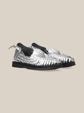 Espiritu Womens LiteSole Classic Huarache Sandals Silver Woven Leather size 9